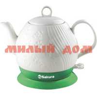 Чайник эл 1,2л SAKURA SA-2036G керам зеленый ш.к.7665