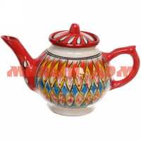 Чайник заварочный 1л Риштанская красный керамика 406-425
