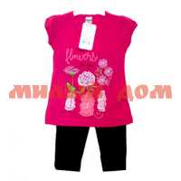 Костюм детский футболка бриджи для девочек Лето 7026 розовый-малиновый р 3-6л 2022г
