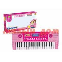 Игра Синтезатор 37 клавиш с микрофоном розовый Y17660047 ш.к.0472
