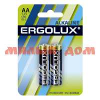 Батарейка пальчиковая ERGOLUX алкалиновая (AA/R6/LR6-1,5V) лист=2шт/цена за лист шк0976