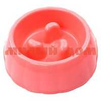Миска пластик для медленного кормления Зиг-Заг розовый 351-256