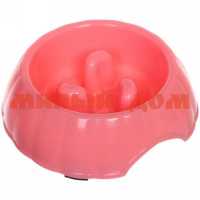 Миска пластик для медленного кормления Зиг-Заг розовый 351-260