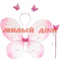 Карнавальный набор Чудесная Фея крылья ободок палочка розовый 770-0577