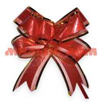Бант упаковочный бабочка 3см Узор красный с золотой окантовкой БЛ-6876 сп=10шт/цена за спайку