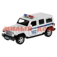 Игра Машина мет Технопарк Jeep Wrangler Sahara Полиция 12см открыв двери багаж белый 1301
