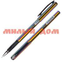 Ручка гел черная BASIR Цветная полоска 0,5мм прозр корп цв колп K171/чёрн