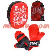 Набор для бокса лапа 24см   перчатки Спортсмен красный сетка Y24652006