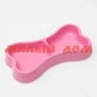 Миска пластик Косточка двойная розовый 351-254