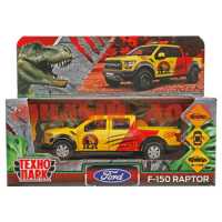 Игра Машина мет Технопарк Ford F150 Raptor Динозавры 12см открыв двери багаж желтый 0816