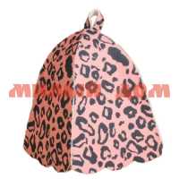 Шапка банная Панама с принтом Розовый леопард ПП005