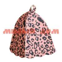 Шапка банная женская Розовый леопард ШП02
