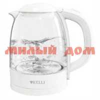 Чайник эл 1л KELLI KE-1386 1850-2200Вт белый стекло