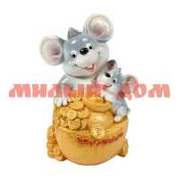 Копилка Мышь с мышонком на монетах 12см 703-00057
