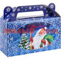 Коробка для конфет сборная сундучок Дед Мороз и друзья у елки ПП-5566