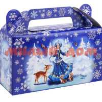 Коробка для конфет сборная сундучок Дед Мороз и Снегурочка ПП-5564