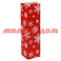 Коробка подарочная под бутылку Снежинки на красном КОР-3956