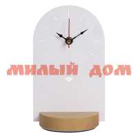Часы настольные 21ВЕК 13*22см Классика металл дерево белые открытая стрелка 1321-001