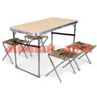 Комплект мебели стол 4 стула пластик ССТ-К2/10 кофе с молоком/камуфляж коричневый