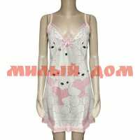 Сорочка женская Узбек 180-13 мишка бело-розовый р 56