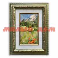 Картина Маки и скалы зеленый багет 0024-ВКБ-Зел
