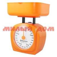 Весы кухонные мех SAKURA SA-6017A 5кг оранжевый ш.к.8475