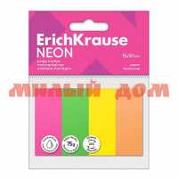 Закладка бумажные 4цв 200л ErichKrause Neon 61562 сп=12шт