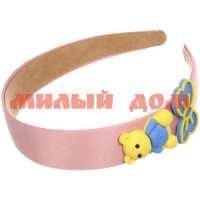 Ободок для волос детский Бамби Бум бантик и мишка розовый лаванд голубой 365-454